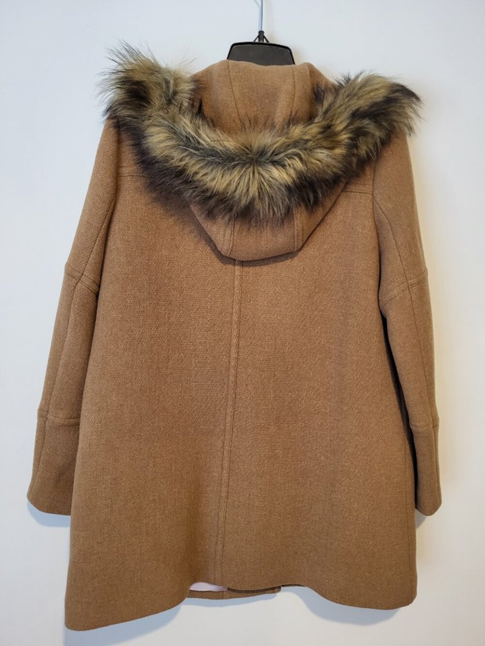 J Crew wool blend coat with fur hood. Size 6. NWT. - Picture 3 of 3